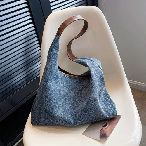 Borsa a tracolla in denim con motivo rombi