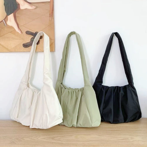 Concise Pleated Bag With Long Shoulder Strap