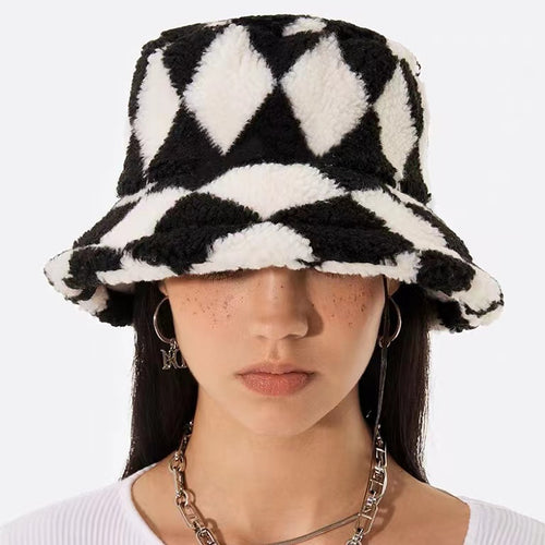 Sherpa Diamond Checkered Bucket Hat