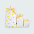 Folded view of Gold Dot Gift Bag in 3 different sizes, showcasing the size comparation.