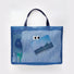 Folded view of Googly Eyes Mesh Tote Bag in navy blue, easy for commuting and weekends.