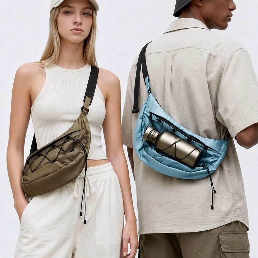 Airy Nylon Crescent Sling Bag | DEHOME