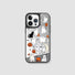 Halloween Mirror Boo Case with ghost, cat, and pumpkin designs on a gray background. Seasonal accessory.