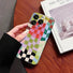 Handheld view of the distressed colorful checkerboard phone case, perfect for streetwear style and dopamine dressing.