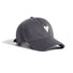 Grey cotton twill cap with white heart embroidery on a white background.