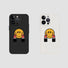 Black and white silicone cases with yellow smiley face giving the middle finger. Funny rebellious aesthetic.