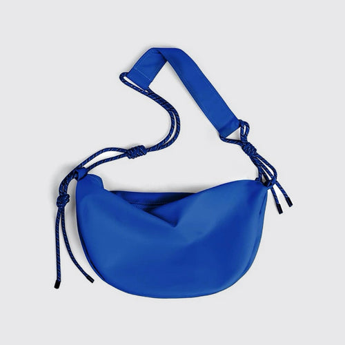 Nylon Crescent Sling Bag With Knotted Straps | DEHOME
