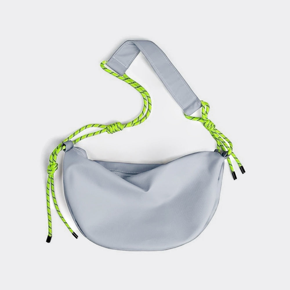 Nylon Crescent Sling Bag With Knotted Straps | DEHOME