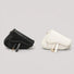 Two colors of Leather Threaded Saddle Bag shown together,  one black and one white.