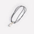 Close up of silver drop necklace showing adjustable extension chain and lobster clasp