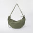 Olive green version of the duvet crescent bag featuring the ruched texture.