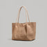 Modern Muse Suede Tote in Khaki - Front view on white background - Large vegan suede carryall.