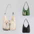 A collection of Multi Pocket Nylon Crossbody Bags in khaki, black, and green.