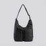 Front view of the black multi-pocket nylon bag,  showcasing durable and water-resistant fabric.