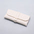 Close-up of white Portable Woven Leather Glasses Case with buckle closure, ideal for  daily use.