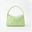 Front view of the lime green argyle quilted hobo bag with a cloud-like texture.
