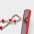 Front view of Red Phone Case. Features a high-gloss red finish paired with a colorful heart charm.