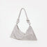 Front view of Silver rhinestone hobo bag with knotted shoulder strap.