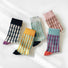 Five pairs of cotton Sculptured Ripple Knitted Socks in assorted colors: black, yellow, mint, blue, and pink.