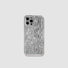 Silver silicone case with a water ripple texture and raised camera bezel for iPhone.