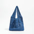 Front view of Square Pattern Crochet Bag in blue, ideal for errands and gifting.