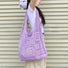 Model carrying a purple Square Pattern Crochet Bag on the shoulder, great for daily carry and travel.