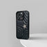 Black PU leather case with quilted chevron pattern, silver studs, and a shimmering star centerpiece.
