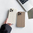Close-up of white khaki Woven Case. Detailed 3D texture crafted from high-density protective silicone.