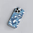 Blue and white Japanese woodblock wave pattern on a protective silicone iPhone case.