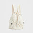 Front view of white nylon drawstring bag; water-resistant finish perfect for gym gear and outdoor activities.