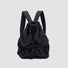 Classic black nylon drawstring backpack; sleek and professional design ideal for commuting or travel.