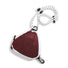 Studio product view of the maroon and white color-block triangle nylon pouch with its white and black speckled utility cord.
