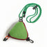 Studio product view of the green triangle nylon pouch featuring a black carabiner clip and green utility cord strap.