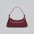 Front view of a burgundy wine red woven leather hobo bag.