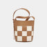 Bucket Bag aus gewebtem, kariertem Leder
