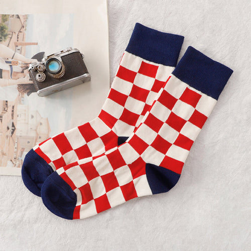 Thick Retro Stripe/Checker Socks