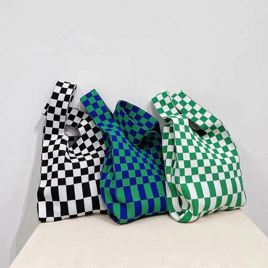 Dehome Women Checkered Woven Tote Bag