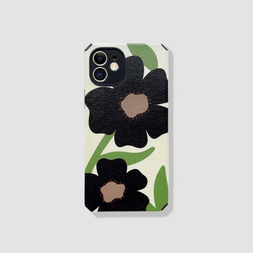 Schwarze Blumen-Telefonkasten
