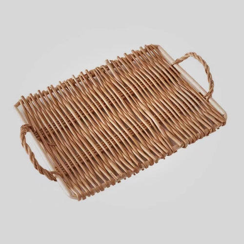 Hand-woven rattan tray