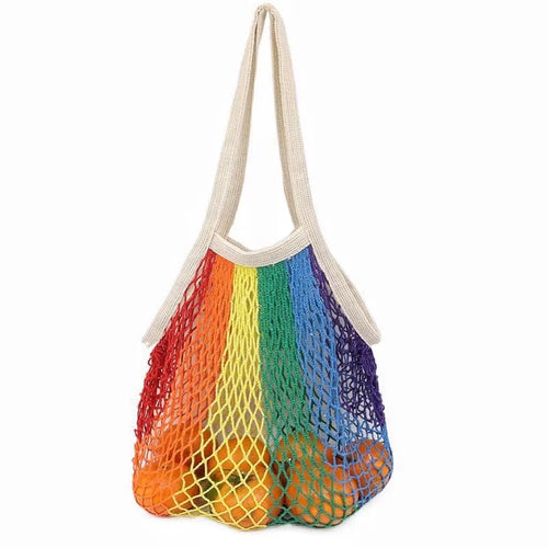 Bunte Fischernetz-Einkaufstasche Rainbow