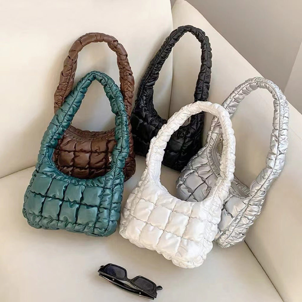 Soft Leather Puffer Shoulder Bag