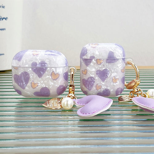 Purple Heart shaped AirPods case cover