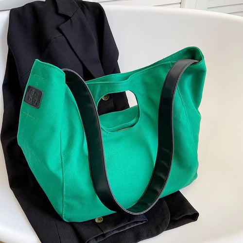 Borsa tote in tela di design con cinturino e fondo in PU