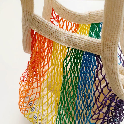 Borsa shopper in rete arcobaleno