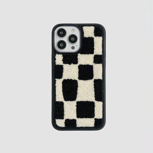 Sherpa Checkered Phone Case in Black
