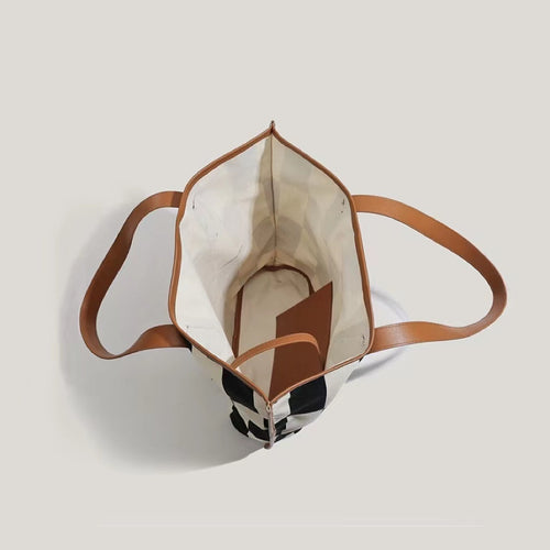 Borsa tote grande in tela a scacchi