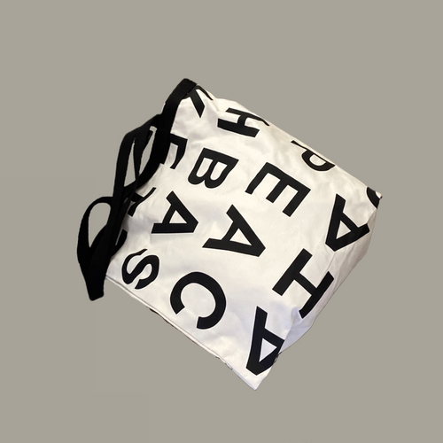 Alphabet Canvas Tote Bag With Double Strap