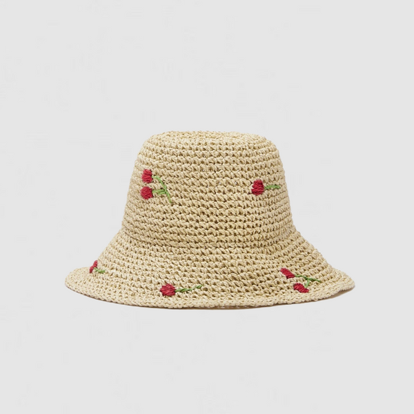 cappello di paglia ripiegabile color ciliegia