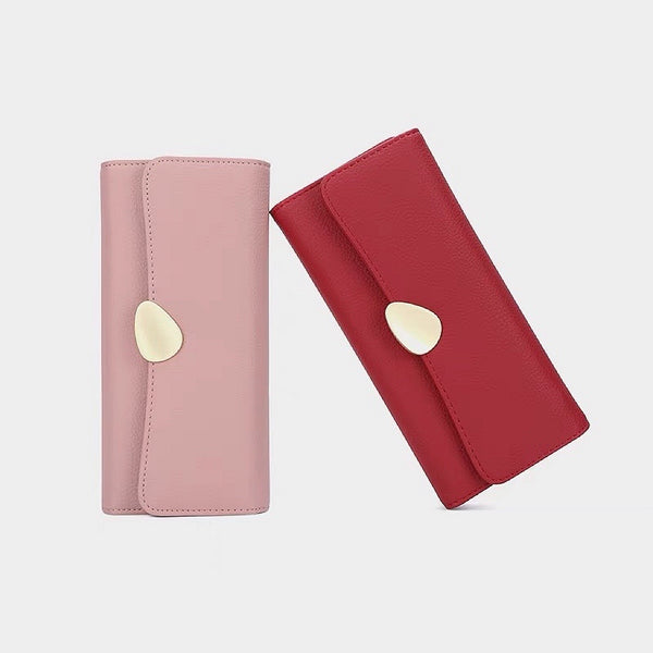 flap long wallet with metal buckle