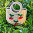 Borsa di paglia in rattan ciliegia